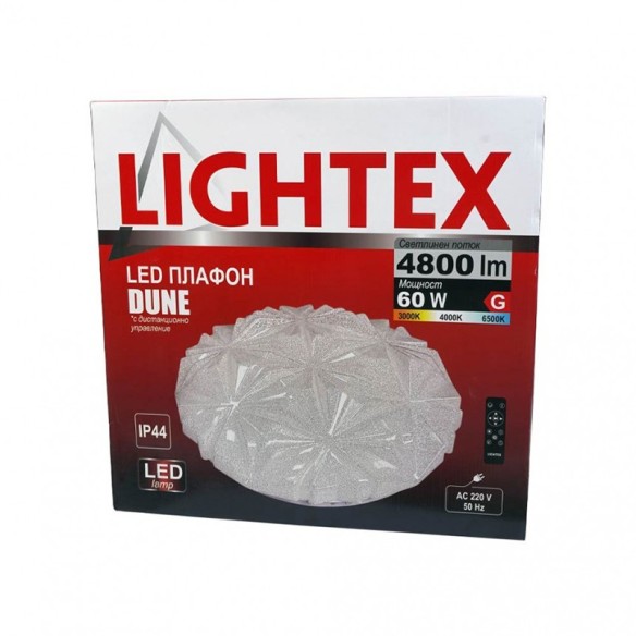 LED плафон Dune с дистанционно 60 W ø490 мм IP44 LIGHTEX ➤ топ цена ➤ dshome.bg
