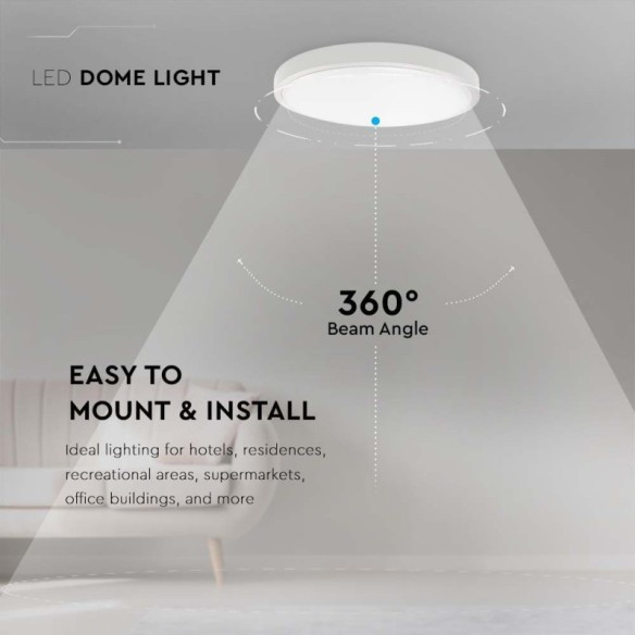 LED плафон 24 W 4000 К IP44 Ø295 мм V-TAC ➤ топ цена ➤ dshome.bg