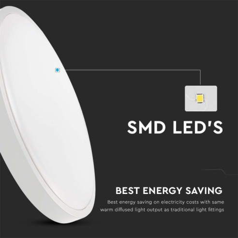 LED плафон 18 W 4000 К IP44 Ø225 мм V-TAC ➤ топ цена ➤ dshome.bg