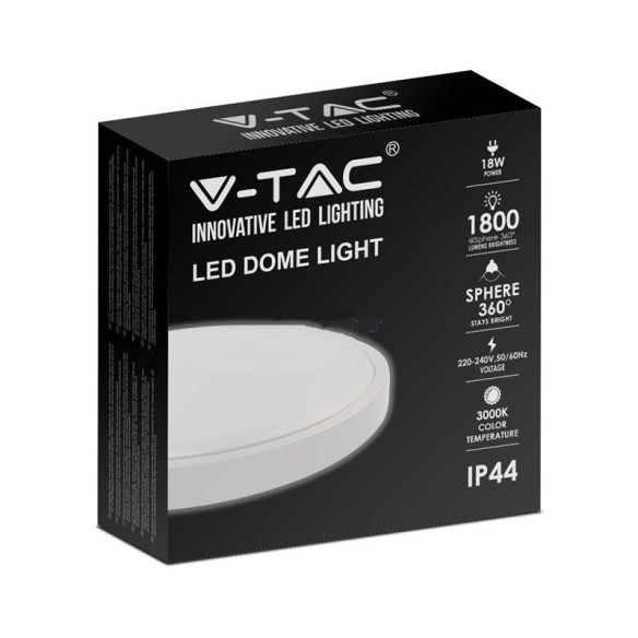LED плафон 18 W 4000 К IP44 Ø225 мм V-TAC ➤ топ цена ➤ dshome.bg