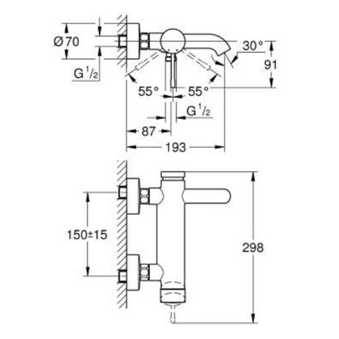 Смесител за вана 1/2" Essence 33624001 GROHE ➤ топ цена ➤ dshome.bg
