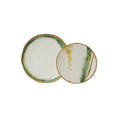 Порцеланов сервиз за хранене 24 части Злато и изумруд TULU PORSELEN ➤ топ цена ➤ dshome.bg