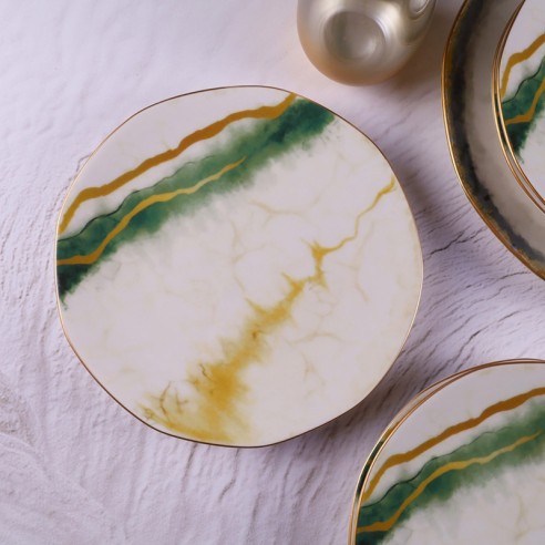 Порцеланов сервиз за хранене 24 части Злато и изумруд TULU PORSELEN ➤ топ цена ➤ dshome.bg