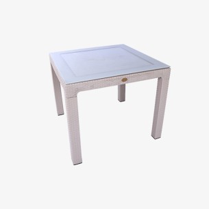 Градинска маса със стъкло 90x90 см капучино Zeugma Rattan MEVSIM ➤ топ цена ➤ dshome.bg