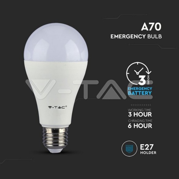 LED лампа 9W 4000K с батерия E27 A70 - V-TAC - 2
