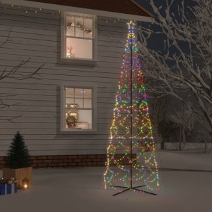 vidaXL Коледна елха конус, цветна, 1400 LED, 160x500 см