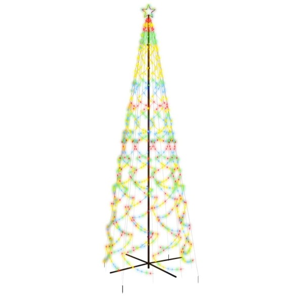vidaXL Коледна елха конус, цветна, 1400 LED, 160x500 см