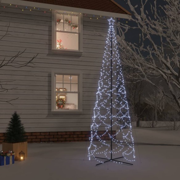 vidaXL Коледна елха конус, студено бяло, 1400 LED, 160x500 см