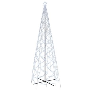vidaXL Коледна елха конус, студено бяло, 1400 LED, 160x500 см 2