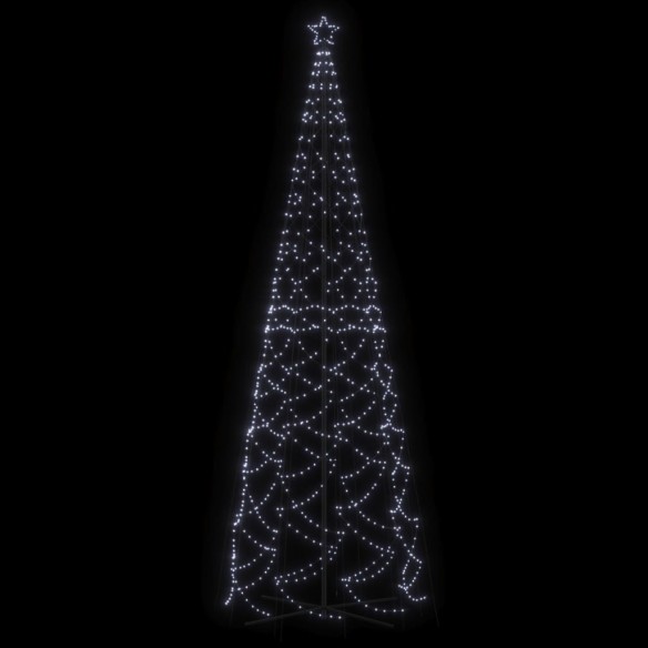 vidaXL Коледна елха конус, студено бяло, 1400 LED, 160x500 см