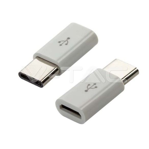 Преходник Micro USB към Type C бял - V-TAC - 1