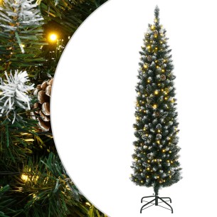 vidaXL Изкуствена тънка коледна елха, 150 LED, 120 см