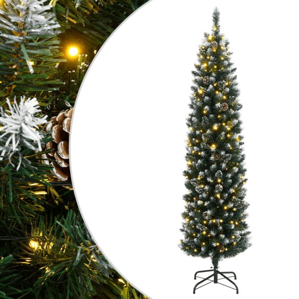 vidaXL Изкуствена тънка коледна елха, 150 LED, 120 см