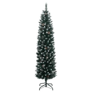vidaXL Изкуствена тънка коледна елха, 150 LED, 120 см 2