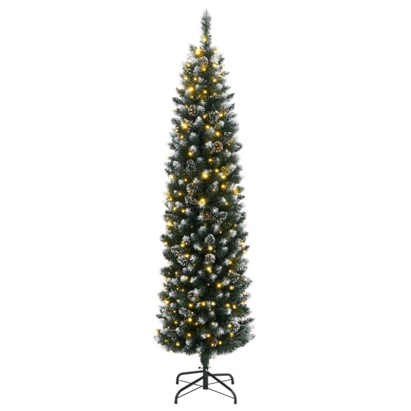 vidaXL Изкуствена тънка коледна елха, 150 LED, 120 см