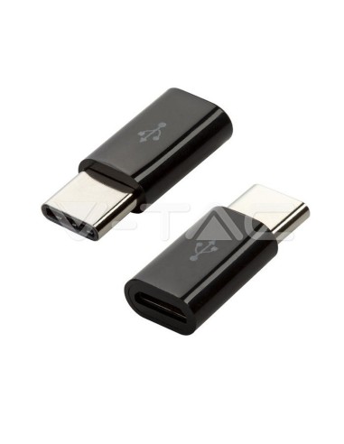 Преходник Micro USB към Type C черен - V-TAC - 1
