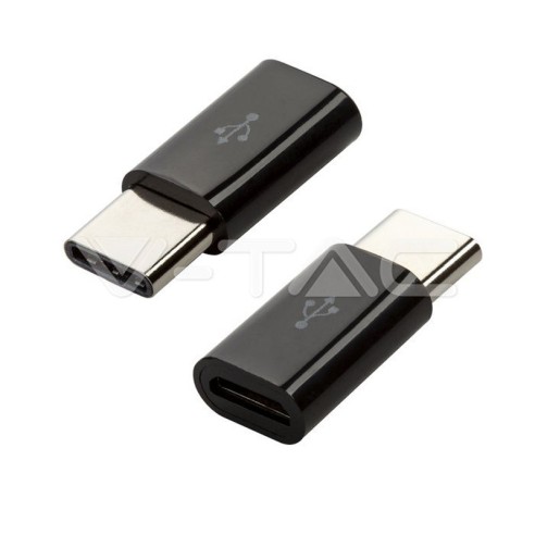 Преходник Micro USB към Type C черен - V-TAC - 1