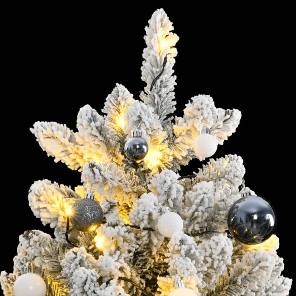 vidaXL Изкуствена коледна елха с шарнири, 300 LED и топки, 270 см
