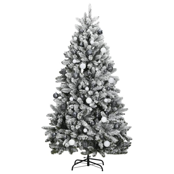 vidaXL Изкуствена коледна елха с шарнири, 300 LED и топки, 270 см