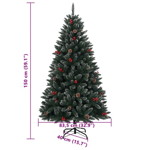vidaXL Изкуствена коледна елха, 150 LED, 150 см