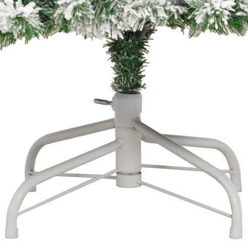 vidaXL Изкуствена коледна елха с шарнири и флокиран сняг 210 см