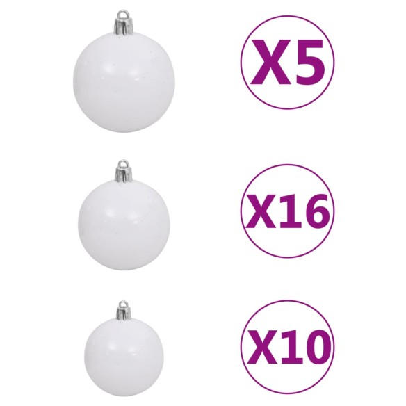 vidaXL Изкуствена коледна елха 300 LED и комплект топки снежна 240 см