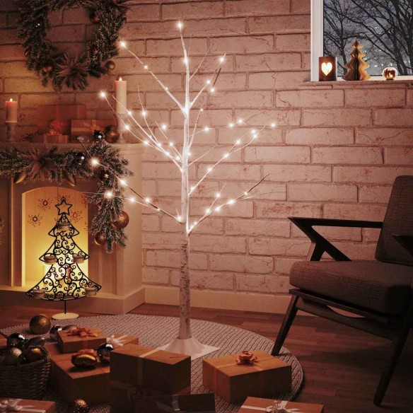 vidaXL LED дърво бяла бреза топло бяло 48 светодиода 120 см