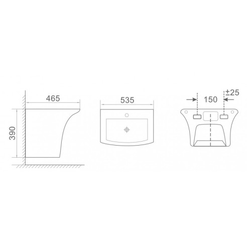 Мивка за баня с полуконзола ICC 5345 BLACK INTER CERAMIC ➤ топ цена ➤ dshome.bg
