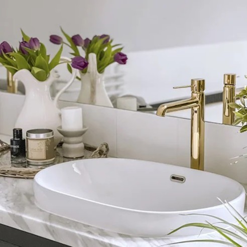 Висок смесител за баня Pola злато LAVEO ➤ топ цена ➤ dshome.bg