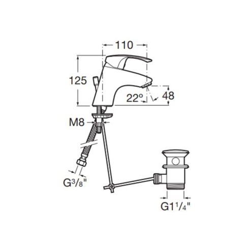 Смесител за баня с автоматичен изпразнител Monodin-N ROCA ➤ топ цена ➤ dshome.bg