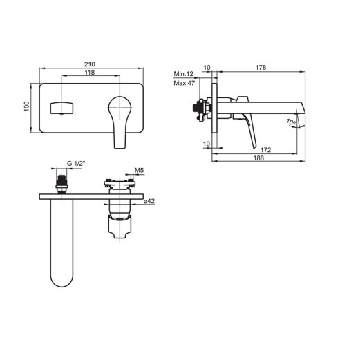Смесител за вграждане за баня Helios-N FAYANS ➤ топ цена ➤ dshome.bg