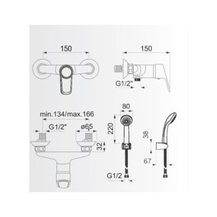 Смесител за вана/душ с аксесоари Theia FAYANS ➤ топ цена ➤ dshome.bg 2