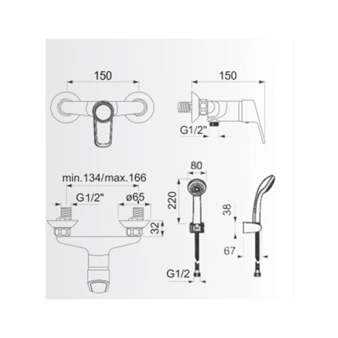 Смесител за вана/душ с аксесоари Theia FAYANS ➤ топ цена ➤ dshome.bg