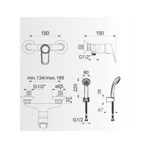 Смесител за вана/душ с аксесоари Theia FAYANS ➤ топ цена ➤ dshome.bg