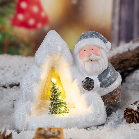 Светеща коледна декорация Дядо Коледа с елха ➤ топ цена ➤ dshome.bg