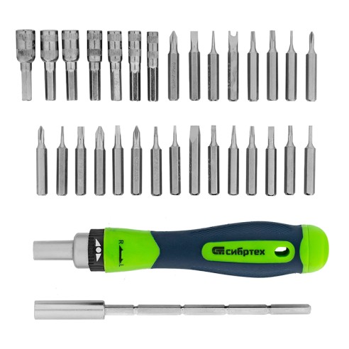 Реверсивна отвертка за фина механика с битове и вложки 32 части СИБРТЕХ ➤ топ цена ➤ dshome.bg