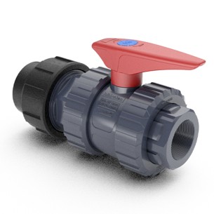 PVC-U сферичен кран вътрешна резба/механична връзка Ф25 мм 3/4'' HIDROTEN ➤ топ цена ➤ dshome.bg