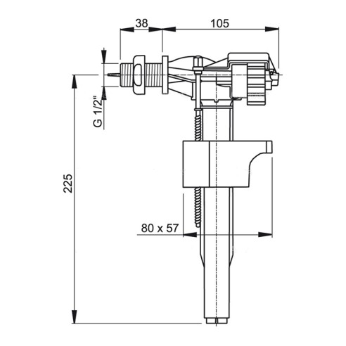 Странично пълнещ механизъм за казанче 1/2" A15 ALCA ➤ топ цена ➤ dshome.bg
