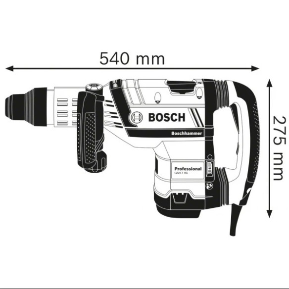 Къртач 1500 W SDS Max GSH 7 VC Professional BOSCH ➤ топ цена ➤ dshome.bg
