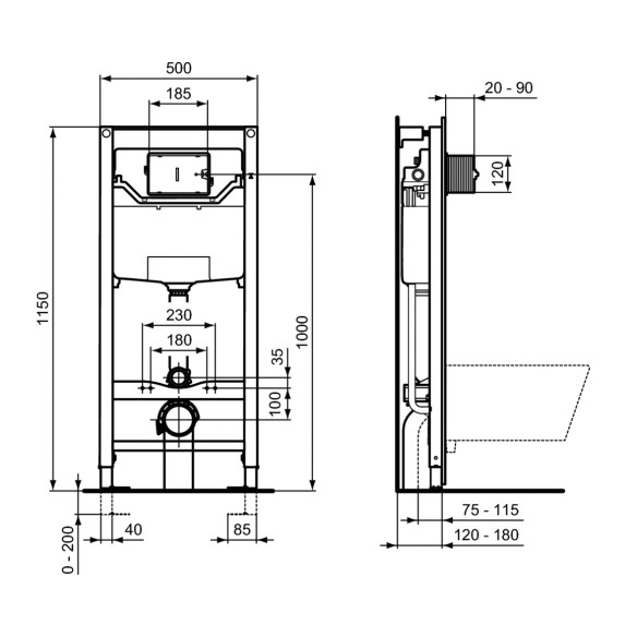 Комплект за вграждане на WC Tesi AquaBlade IDEAL STANDARD ➤ топ цена ➤ dshome.bg