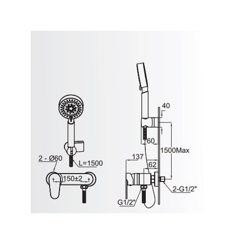 Смесител за вана/душ Aves FAYANS ➤ топ цена ➤ dshome.bg