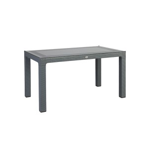 Градинска маса със стъкло 90x150 см PVC ратан антрацит VIOLET HOUSE ➤ топ цена ➤ dshome.bg