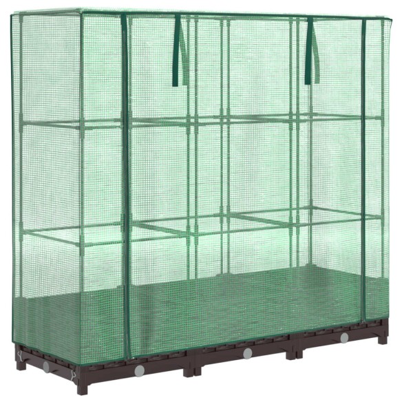 Повдигнато легло с оранжерия калъф, ратанов вид, 120x40x123 см