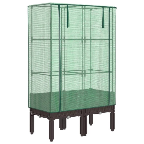 Повдигнато легло с оранжерия калъф, ратанов вид, 80x40x140 см