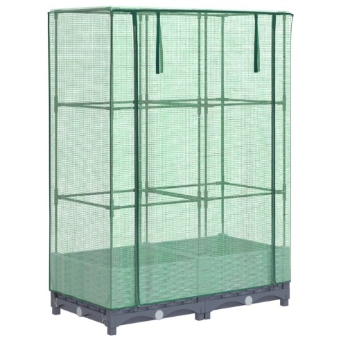 Повдигнато легло с оранжерия калъф, ратанов вид, 80x40x123 см