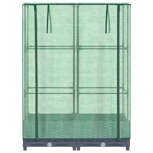 Повдигнато легло с оранжерия калъф, ратанов вид, 80x40x123 см