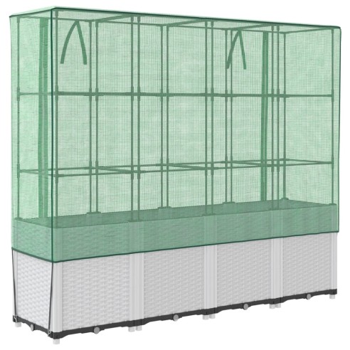 Повдигнато легло с оранжерия калъф, ратанов вид, 160x40x153 см