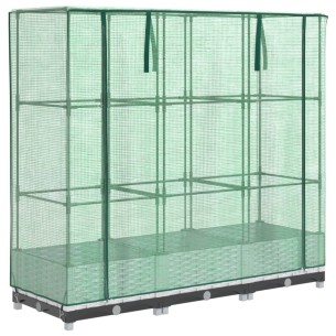 Повдигнато легло с оранжерия калъф, ратанов вид, 120x40x123 см 2