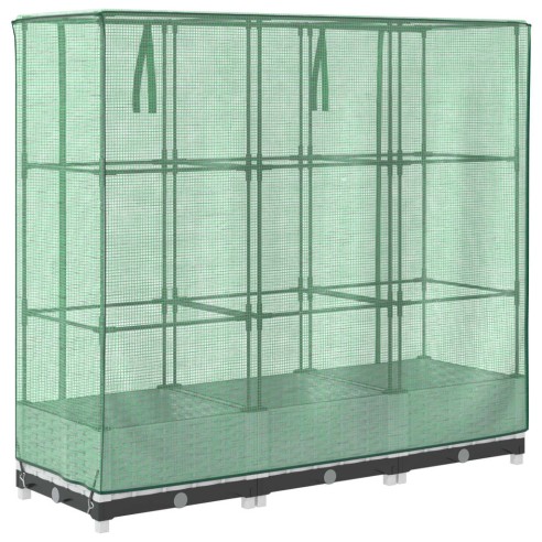 Повдигнато легло с оранжерия калъф, ратанов вид, 120x40x123 см