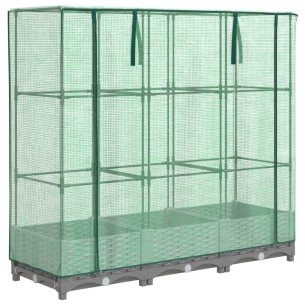 Повдигнато легло с оранжерия калъф, ратанов вид, 120x40x123 см 2